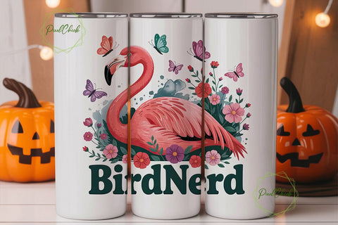 Pink Flamingo Bird Nerd 20oz Tumbler Sublimation PixelChick 