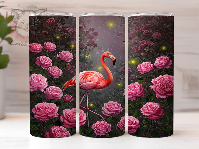 Pink Flamingo Floral Tumbler Wrap, Floral Bird Mug, Elegant Rose Cup, Tropical Aesthetic Wrap, Boho Flamingo Design, Cute Summer Gift, Sublimation Tumbler Wrap Sublimation Lara' s Designs 