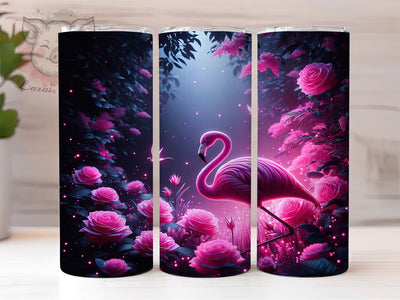 Pink Flamingo Floral Tumbler Wrap, Floral Bird Mug, Elegant Rose Cup, Tropical Aesthetic Wrap, Boho Flamingo Design, Cute Summer Gift, Sublimation Tumbler Wrap Sublimation Lara' s Designs 