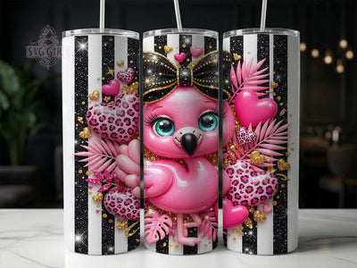 Pink Flamingo Glitter 20oz Tumbler, Pink Flamingo, Flamingo Glitter, Glitter Tumbler, 20oz Tumbler, Pink Tumbler, Flamingo Tumbler, Tumbler Wrap Sublimation SvggirlplusArt 