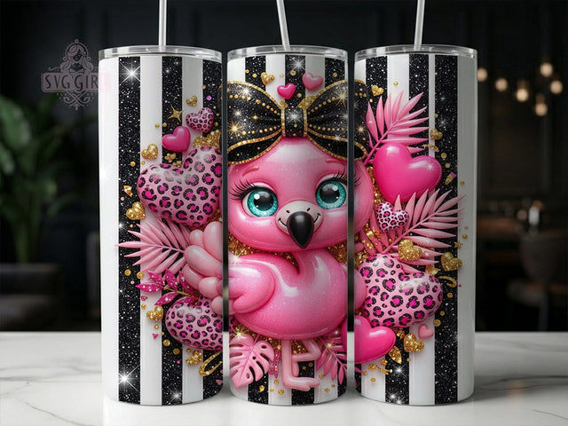 Pink Flamingo Glitter 20oz Tumbler, Pink Flamingo, Flamingo Glitter, Glitter Tumbler, 20oz Tumbler, Pink Tumbler, Flamingo Tumbler, Tumbler Wrap Sublimation SvggirlplusArt 