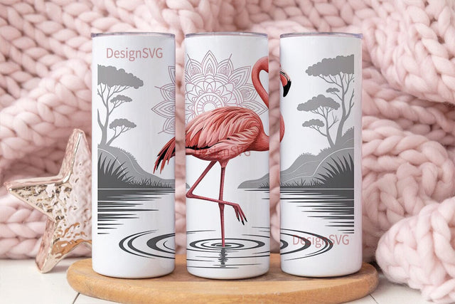 Pink Flamingo Mandala 20oz Tumbler Wrap Sublimation DesignSVG 
