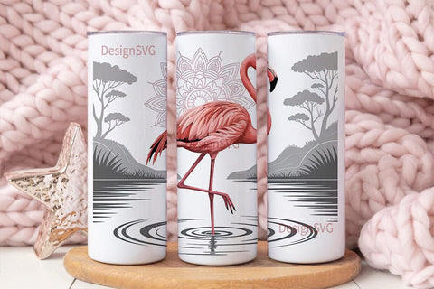 Pink Flamingo Mandala 20oz Tumbler Wrap Sublimation DesignSVG 