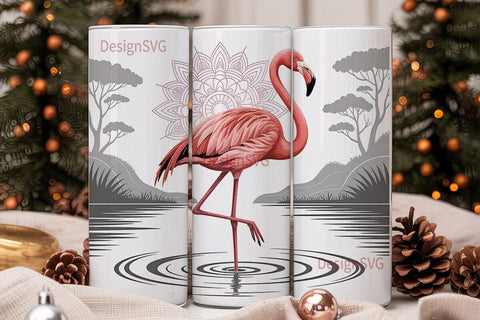 Pink Flamingo Mandala 20oz Tumbler Wrap Sublimation DesignSVG 