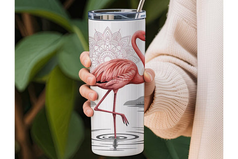 Pink Flamingo Mandala 20oz Tumbler Wrap Sublimation DesignSVG 