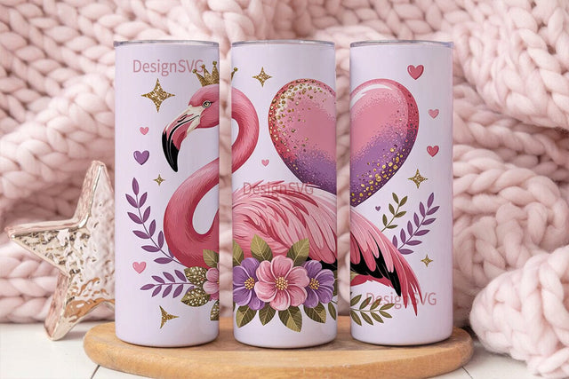 Pink Flamingo Princess 20oz Tumbler Wrap Sublimation DesignSVG 