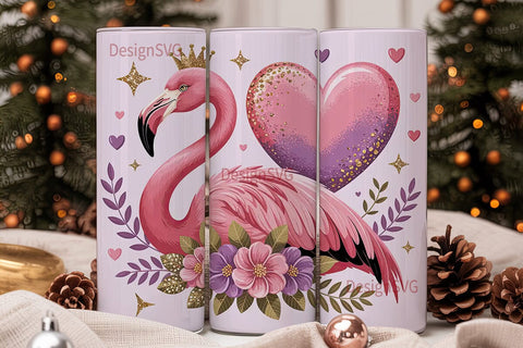Pink Flamingo Princess 20oz Tumbler Wrap Sublimation DesignSVG 