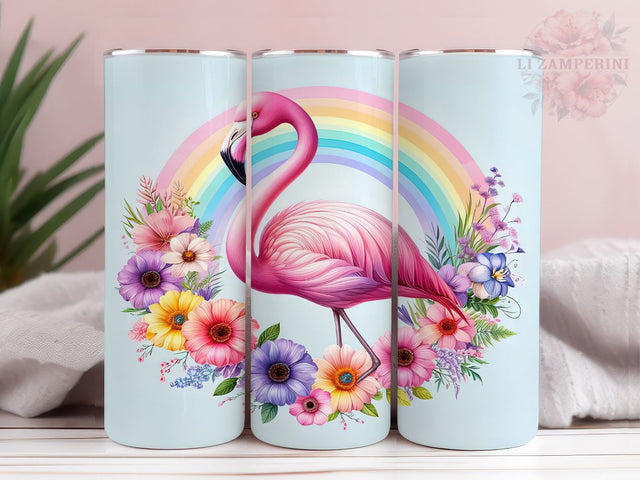 Pink Flamingo Rainbow 20oz Tumbler Wrap PNG, Flamingo Tumbler Png, Straight & Tapered Tumbler Wrap, Instant Digital Download Sublimation Li Zamperini 