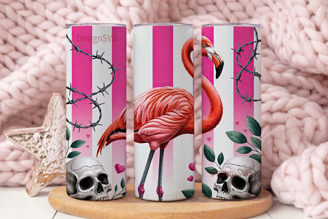 Pink Flamingo Skull Tumbler Wrap Sublimation DesignSVG 