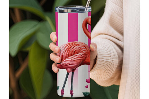 Pink Flamingo Skull Tumbler Wrap Sublimation DesignSVG 
