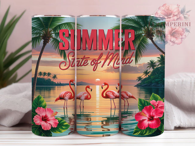 Pink Flamingo Summer Spirit Tumbler Wrap, Summer Bird Design, Tropical Quote Art, Beach Mindset Gift, Flamingo Lover Present, Summer Spirit Theme, Tropical Bird Tumbler Sublimation Li Zamperini 