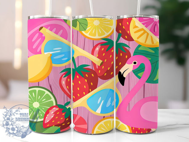 Pink Flamingo Summer Vibes Tumbler, Hot Pink Flamingo, Trendy Summer Wrap, 20Oz Sublimation Wrap, Flamingo Tumbler Art, Pink Summer Design, Tumbler Sublimation Sublimation ToriDesigns 