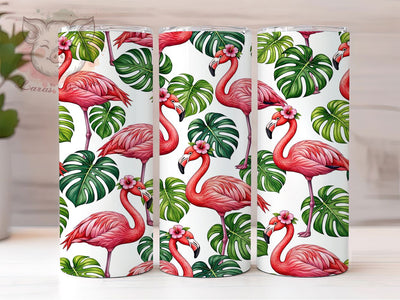 Pink Flamingo Tropical Hibiscus 20oz Tumbler, Pink Flamingo, Tropical Hibiscus, Island Design, Sublimation Wrap, 20oz Tumbler, Coastal Aesthetic, Exotic Charm Sublimation Lara' s Designs 