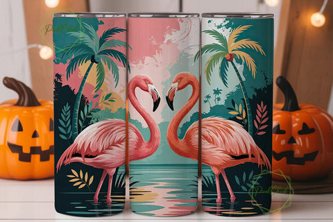 Pink Flamingo Tumbler Wrap PNG Sublimation PixelChick 