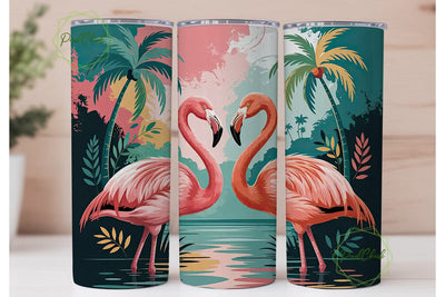 Pink Flamingo Tumbler Wrap PNG Sublimation PixelChick 