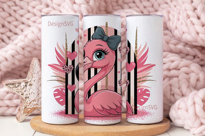 Pink Flamingo Tumbler Wrap Sublimation DesignSVG 