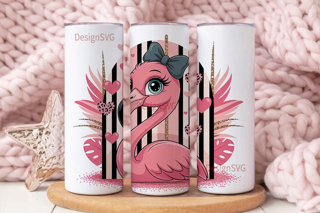 Pink Flamingo Tumbler Wrap Sublimation DesignSVG 