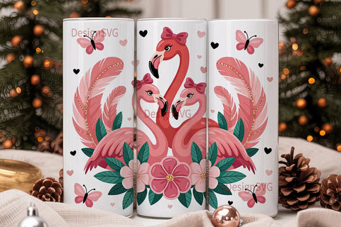Pink Flamingo Tumbler Wrap Sublimation DesignSVG 