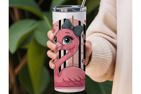 Pink Flamingo Tumbler Wrap Sublimation DesignSVG 