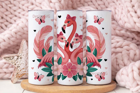 Pink Flamingo Tumbler Wrap Sublimation DesignSVG 