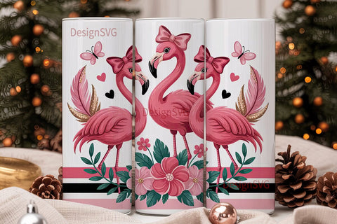 Pink Flamingo Tumbler Wrap Sublimation DesignSVG 