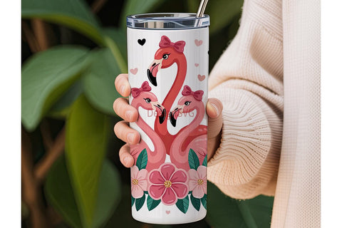 Pink Flamingo Tumbler Wrap Sublimation DesignSVG 