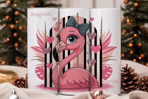 Pink Flamingo Tumbler Wrap Sublimation DesignSVG 