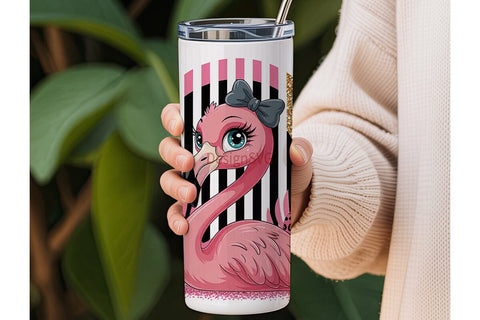 Pink Flamingo Tumbler Wrap Sublimation DesignSVG 
