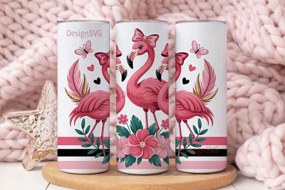 Pink Flamingo Tumbler Wrap Sublimation DesignSVG 