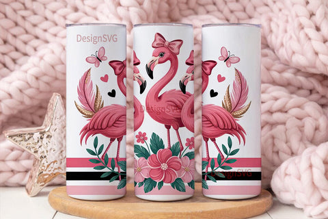 Pink Flamingo Tumbler Wrap Sublimation DesignSVG 