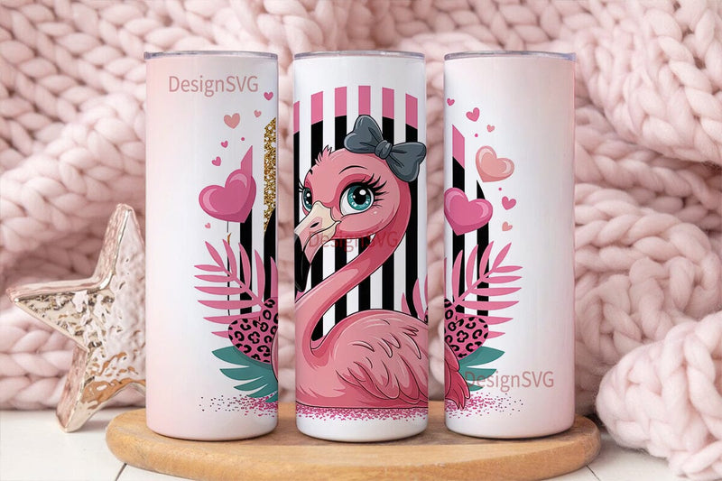 Pink Flamingo Tumbler Wrap Sublimation DesignSVG 