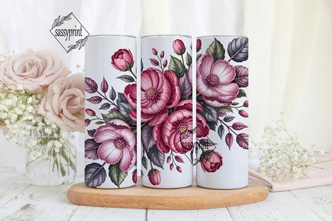 Pink Floral 20oz Tumbler Wrap Sublimation sassyprint 