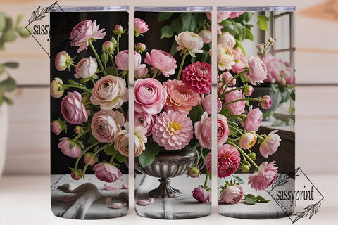 Pink Floral 20oz Tumbler Wrap Sublimation sassyprint 