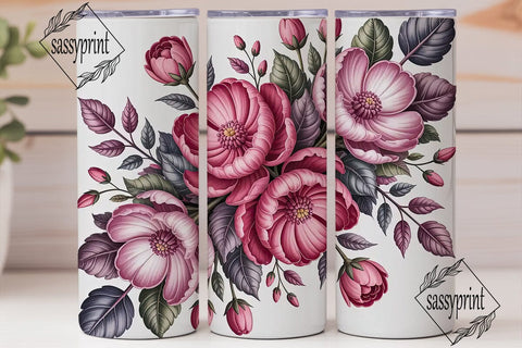 Pink Floral 20oz Tumbler Wrap Sublimation sassyprint 