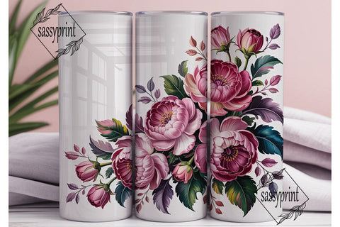 Pink Floral 20oz Tumbler Wrap Sublimation sassyprint 
