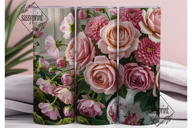 Pink Floral 20oz Tumbler Wrap Sublimation sassyprint 