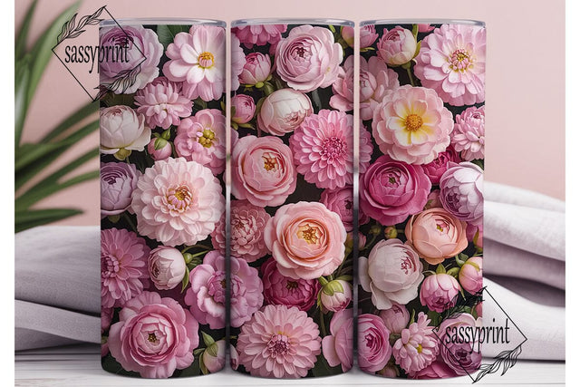 Pink Floral 20oz Tumbler Wrap Sublimation sassyprint 