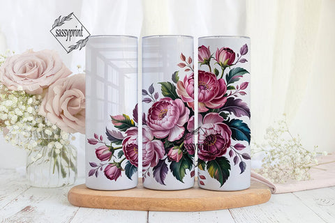 Pink Floral 20oz Tumbler Wrap Sublimation sassyprint 
