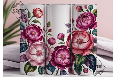 Pink Floral 20oz Tumbler Wrap Sublimation sassyprint 