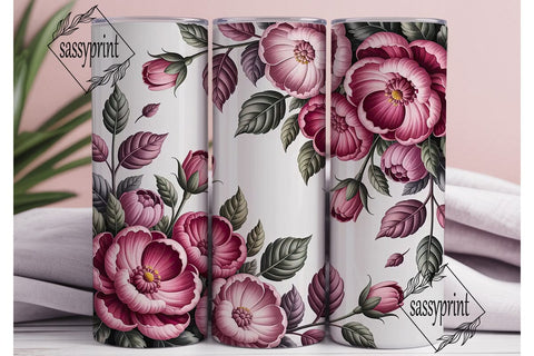 Pink Floral 20oz Tumbler Wrap Sublimation sassyprint 