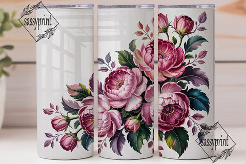 Pink Floral 20oz Tumbler Wrap Sublimation sassyprint 