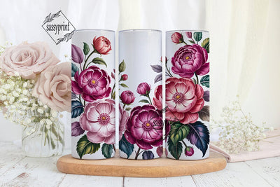 Pink Floral 20oz Tumbler Wrap Sublimation sassyprint 