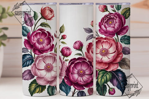 Pink Floral 20oz Tumbler Wrap Sublimation sassyprint 