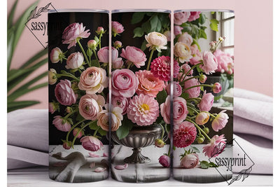 Pink Floral 20oz Tumbler Wrap Sublimation sassyprint 