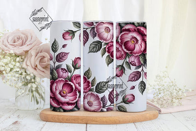 Pink Floral 20oz Tumbler Wrap Sublimation sassyprint 