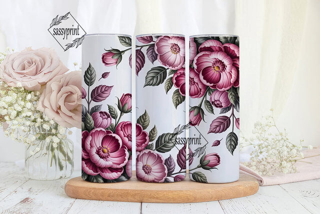 Pink Floral 20oz Tumbler Wrap Sublimation sassyprint 