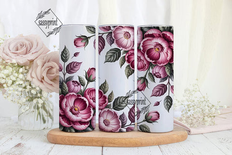 Pink Floral 20oz Tumbler Wrap Sublimation sassyprint 
