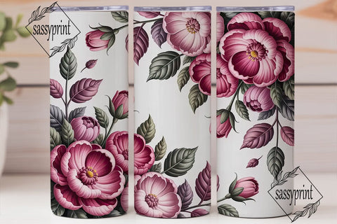 Pink Floral 20oz Tumbler Wrap Sublimation sassyprint 