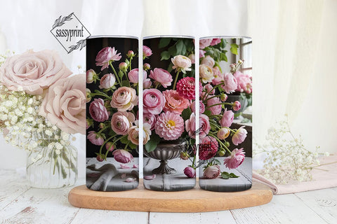 Pink Floral 20oz Tumbler Wrap Sublimation sassyprint 