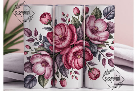 Pink Floral 20oz Tumbler Wrap Sublimation sassyprint 